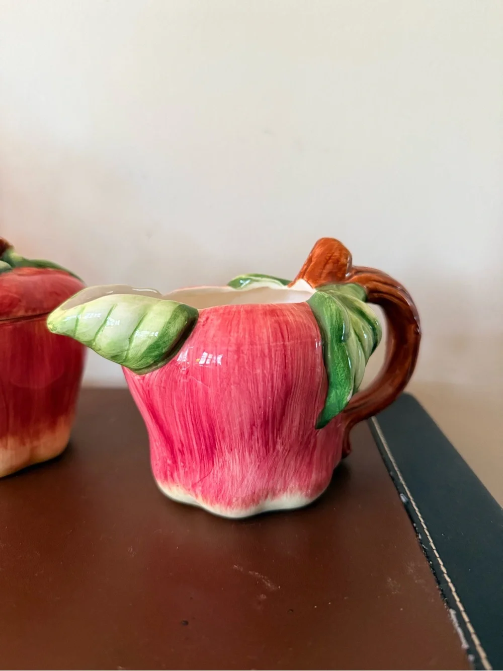 Red Apple Ceramic Creamer and Sugar Set - Home Dining